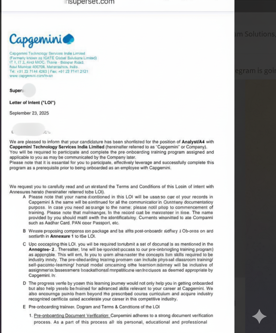 Capgemini Letter of Intent